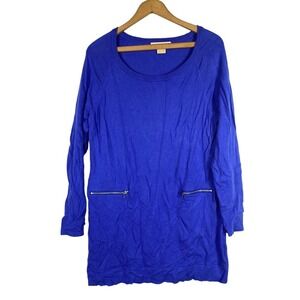 Michael Kors Sweater Tunic Blue / Purple Large Womens Long Sleeve Knit Top